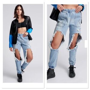 ONE TEASPOON Trackers Mid Waist Jogger Denim Jeans - Fleetwood Artiste | Small